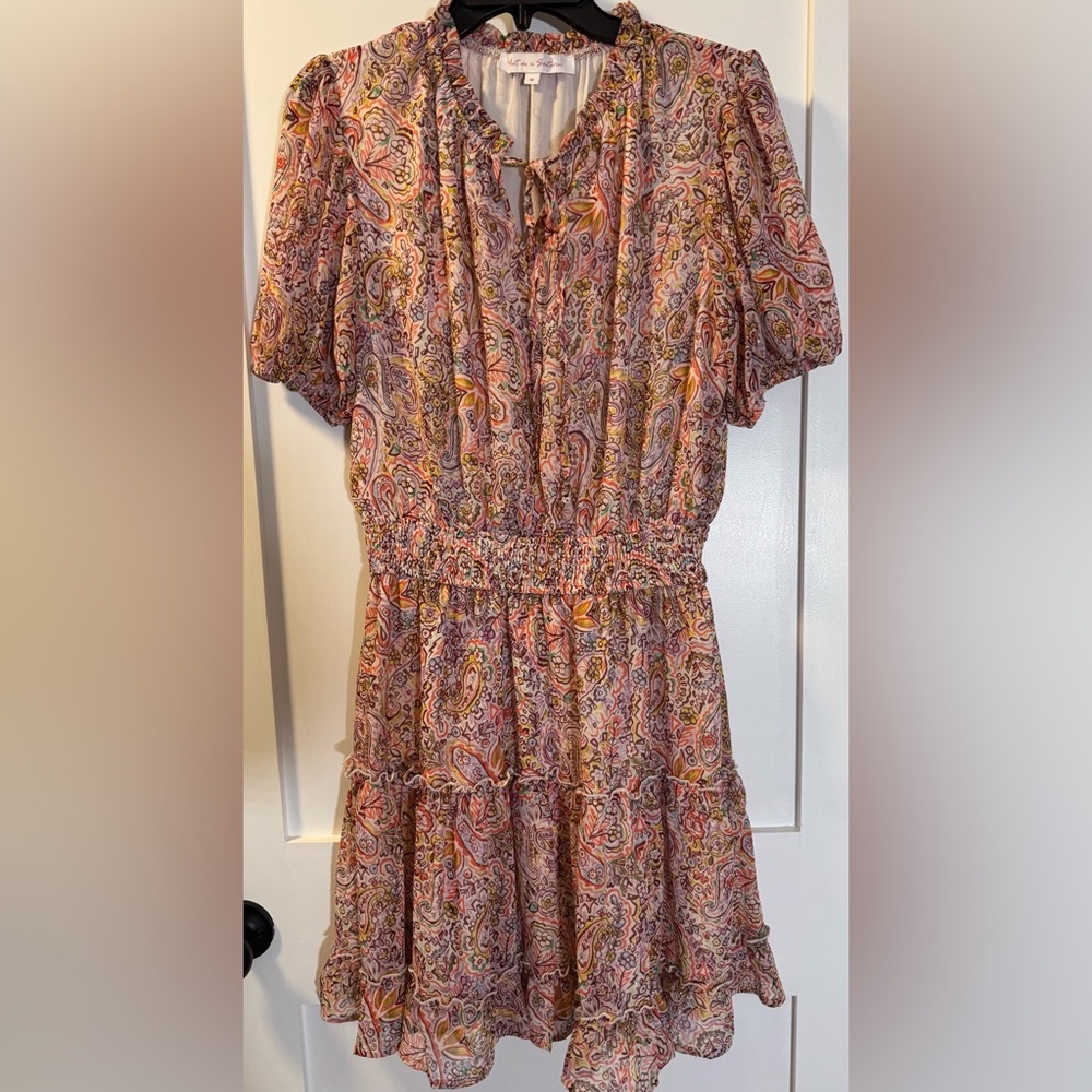 Meet Me In Santorini!!!  Midi Dress in Pink/Orange/Gold boho luxury